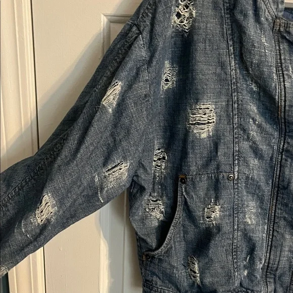 FP Movement by Free People Distressed Blue Jean Jacket - Picture 3 of 5